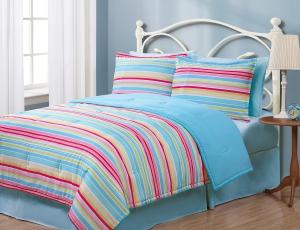 Wholesale Polyester All Season Stripe Printed Microfiber Comforter Hypoallergenic Blue Microfiber Comforter Low Tumble Dry from china suppliers