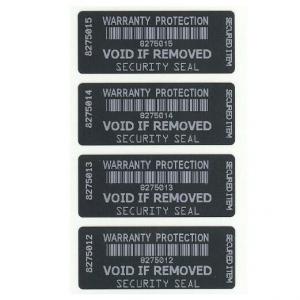 China Warranty VOID Black With White Printing Destructible Tamper Evident Barcode Labels on sale