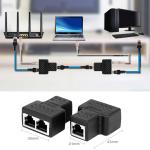 1 to 2 Way LAN Ethernet Network Cable Splitter Adapter RJ45 Female For Laptop