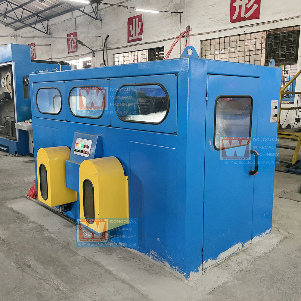 Automatic Double Spool Take Up Machine , Copper Aluminum Wire Drawing Machine