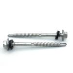 Zinc Finish Self Drilling Hex Washer Head Screws With Rubber Washers For