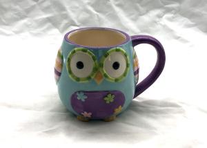 Wholesale Lovely 3D Ceramic Mug Great Blue And Purple Owl Coffee Travel Mug OEM / ODM Available from china suppliers