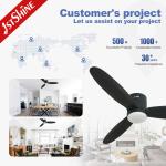 Modern Decorative Remote LED Ceiling Fan Flush Mount 3 Color Lighting