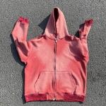 Unisex Sun Faded Zipper Vintage Sweatshirt Custom Men Heavyweight Oversize Crop