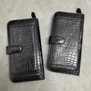 China Authentic Exotic Crocodile Belly Skin Men's Large Card Wallet Genuine Alligator Leather Clutch Purse Male Phone Holders on sale
