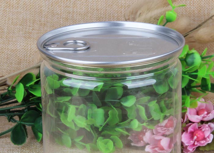 Plastic Clear Cookie Jar Candy Canister Food Storage With Matal Pull Tab Lid