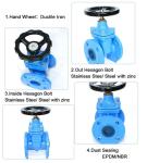 Din Pn10 Pn16 Ductile Cast Iron Ggg50 Hand Wheel Resilient Seated Flanged Water