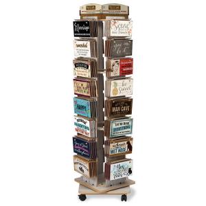 China Retail Store Spinner Display Rack Wooden Bumper Sticker Display Rack on sale