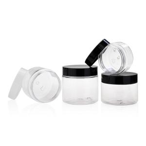 Wholesale Clear 150ml 5oz Plastic Packaging Jars Round Shape With White Black Lid from china suppliers
