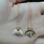 Fashion 18K Gold Plated Bee Pendant Necklace Handmade By 925 Sterling Silver