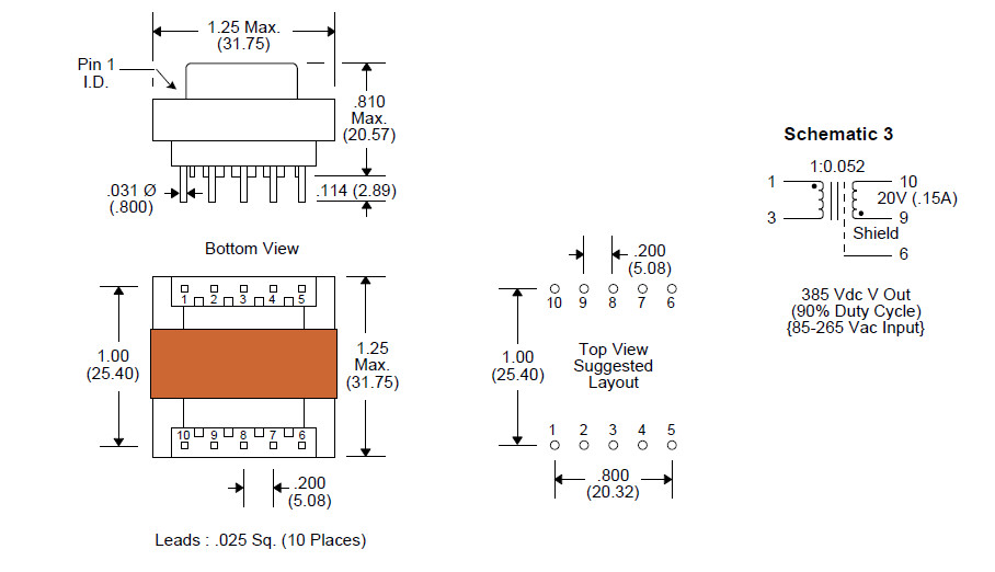 E30 EPC3246-3 2000uH 100Hz PFC Boost Inductor Used as (PFC) Boost Inductor with Auxiliary Winding