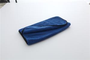 Wholesale Dark blue color microfiber microfibre car cleaning detailing towels/cloth with black edge from china suppliers