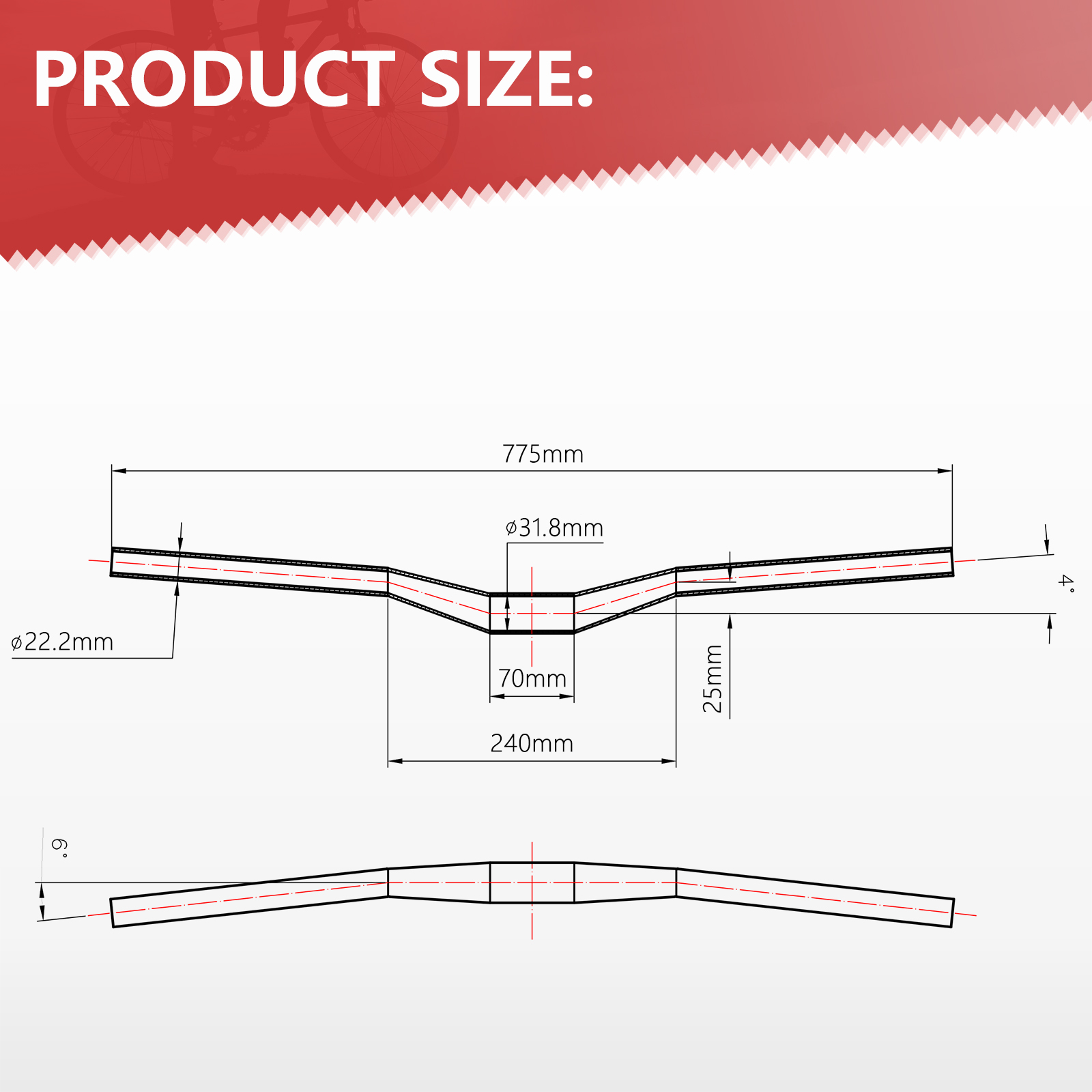 SAVA Bike And Cycle Accessories , 31.8mm 780mm Flat Mtb Handlebars
