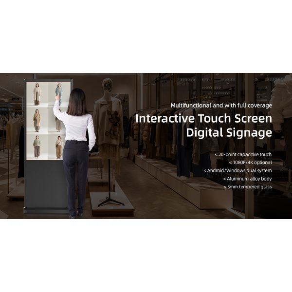 Floor Stand Digital Signage LCD Advertising Infrared Touch Screen Animation Support
