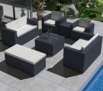 5 Seater Grey Rattan Corner Sofa Garden Sectional Patio Wicker Rattan Sofa