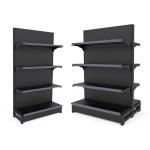Customized Supermarket Display Shelves Single Side Metal Gondola Shelving Retail