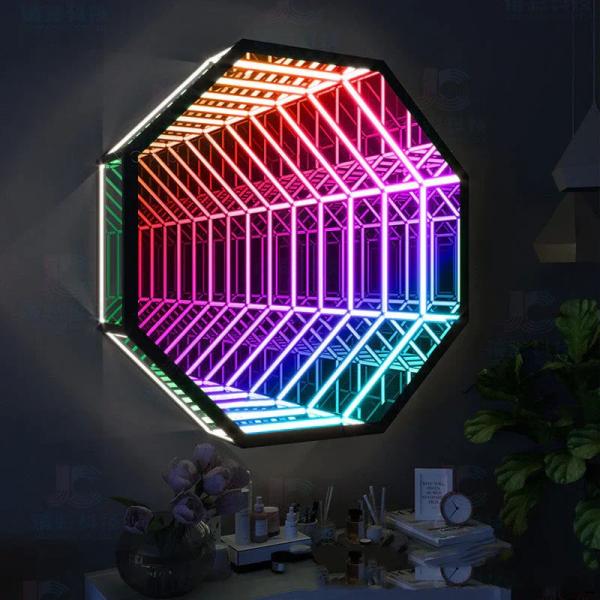 Home Bar LED Neon Sign Mirror Background Wall Decorative Infinity LED Mirror