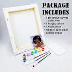 African American Women Flowers Pre Drawn Canvas Paint Kit Art Set Custom Size