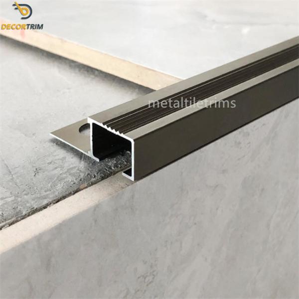 Tile Trim For Tile Brown Aluminum Alloy Stair Nosing Tile Trim Anti Slip Stair