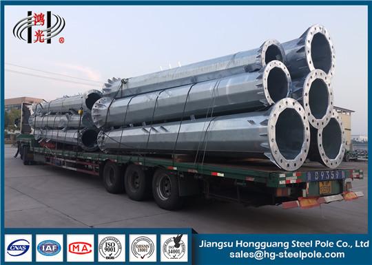 Power Transmission Hot Dip Galvanised Metal Pole 10-220KV With Crossarms And