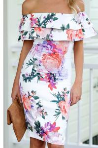 China Bodice One Shoulder Tube Dress Print Ladies One Shoulder Dress Slim Fit on sale