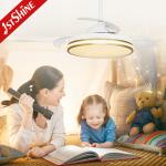 42 Inch Smart Small Retractable LED Light Ceiling Fan Wifi Control For Bedroom