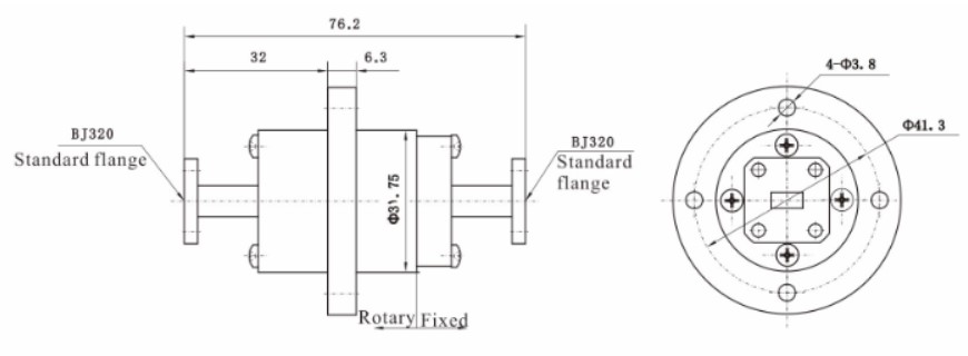 Single Channel Microwave Rotary Joints Waveguide Frequency 32-39GHz