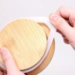 70mm Canning Mason Jar Cup Lids Natural Bamboo Wooden With Straw Hole