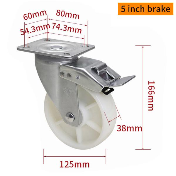 EDL‌ Medium Duty 5inch Caster TPA Plate by Rigid , Swivel and Brake Type 250kg