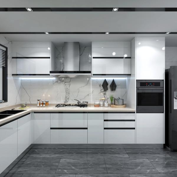 High End Customized Kitchen Cabinet Modern Design Island Smart Wood Kitchen Cabinets