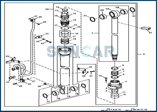 4662891 Boom Cylinder Service Kit For DEERE 160DLC 180GLC 160GLC