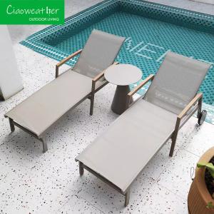 Wholesale Outdoor Garden Patio Aluminum Frame Swimming Ledge Lounger with Waterproof Cushion and Wheels from china suppliers