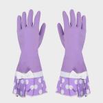 Purple Practical And Beautiful Extra Long Sleeve Rubber Gloves With Beautiful