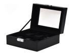 Six - Pack Black Pu Leather Watch Collection Box Customized Size ROHS Approval