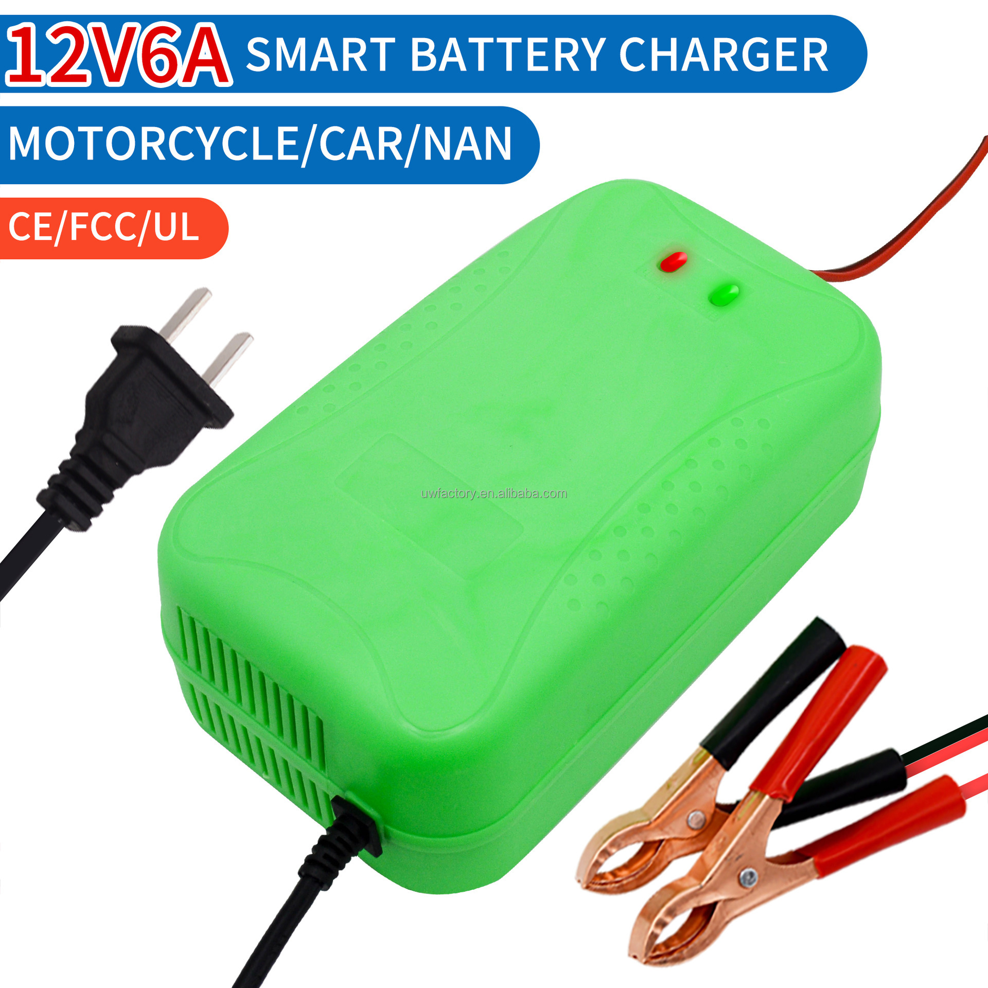 12V 24V Car Battery Charger Maintenance-Free Trickle Charger with 90% Charging Efficiency and 125W Output Power