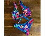 2019 Ruffle Women Swimsuit Cross Bandage Swimwear Push Up Bikini Set Beach
