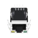 1840772-8 Single Port Magnetic RJ45 Female Connector 1000 Base-T Tab Up Green /