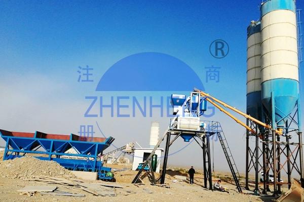 HZS75 Stationary Concrete Batching Plant With 2 * 30kw High Mixing Intensity