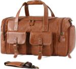Large Brown PU Leather Carry On Weekender Overnight Sports Yoga Gym Custom