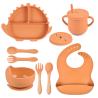 Buy cheap Dinosaur Silicone Feeding Set orange Suction Bowl Weaning Durable from wholesalers