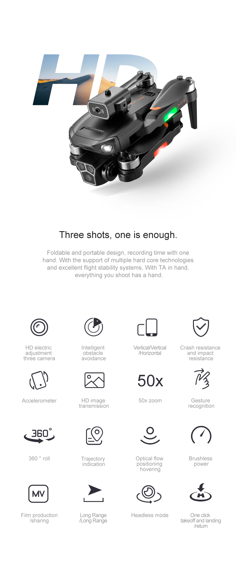 Plastic M1s Mini Drone Camera GPS Obstacle Avoidance Gesture Photo MV Video WiFi 4K HD Foldable Quadcopter Toy with LED Lights