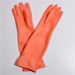 Red Waterproof Extra Long Sleeve Rubber Gloves For Kitchen Cleaning
