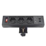 2 round pin EU power office furniture power supply desk clamp on power outlet