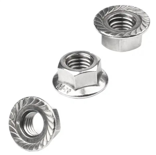 Round Self Locking Hex Flange Nut With Serrated Stainless Steel M8 M10 M12