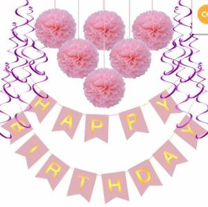 Wholesale Paper Ball Bunting Set Wedding Party This set includes: A set of pink happy birthday fish tail flag from china suppliers
