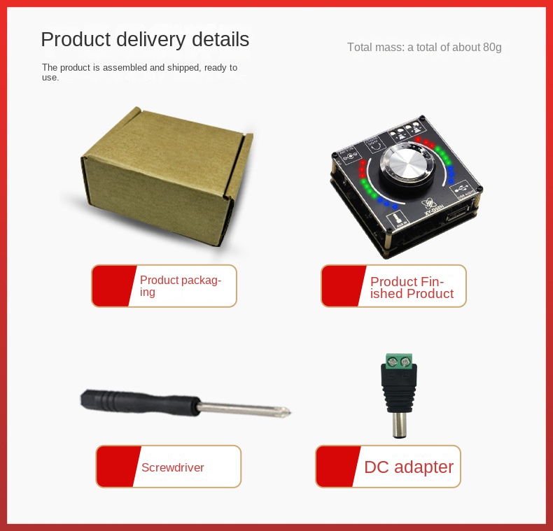 TPA3116 Module 50W*2 Stereo HIFI Volume Spectrum Power Amplifier Board With Music Rhythm Lamp Private Mold