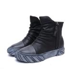 S216 Natural folds rubbed color leather handmade women's shoes cowhide thick