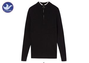 Wholesale Stand Collar Men's Quarter Zip Sweater , Mens Turtleneck Zip Up Sweater Ribbed Knitting from china suppliers
