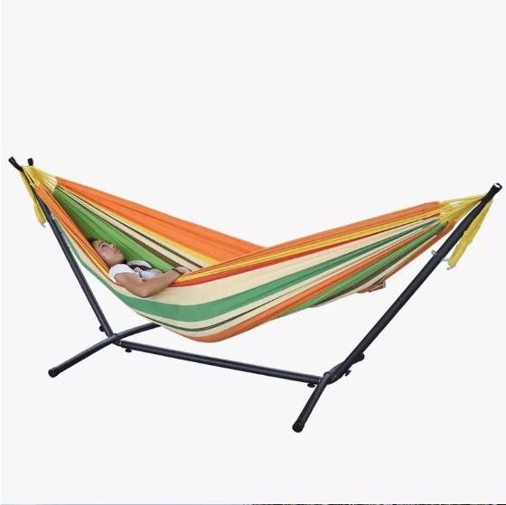 Leisure Yard Outdoor Folding Hammock Iron Pipe Cotton Canvas Hammock 200kg