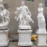Natural Stone Greek God Heracles Statue Marble Hercules Sculpture Life Size